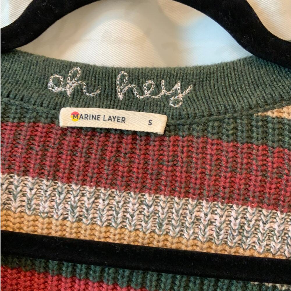 Marine Layer Oh Hey Cardigan Sweater M Cropped Chevron Striped Textured Knit - Picture 4 of 4